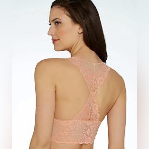 Free People Peach Lace Bralette Sheer Comfort - Picture 2 of 6